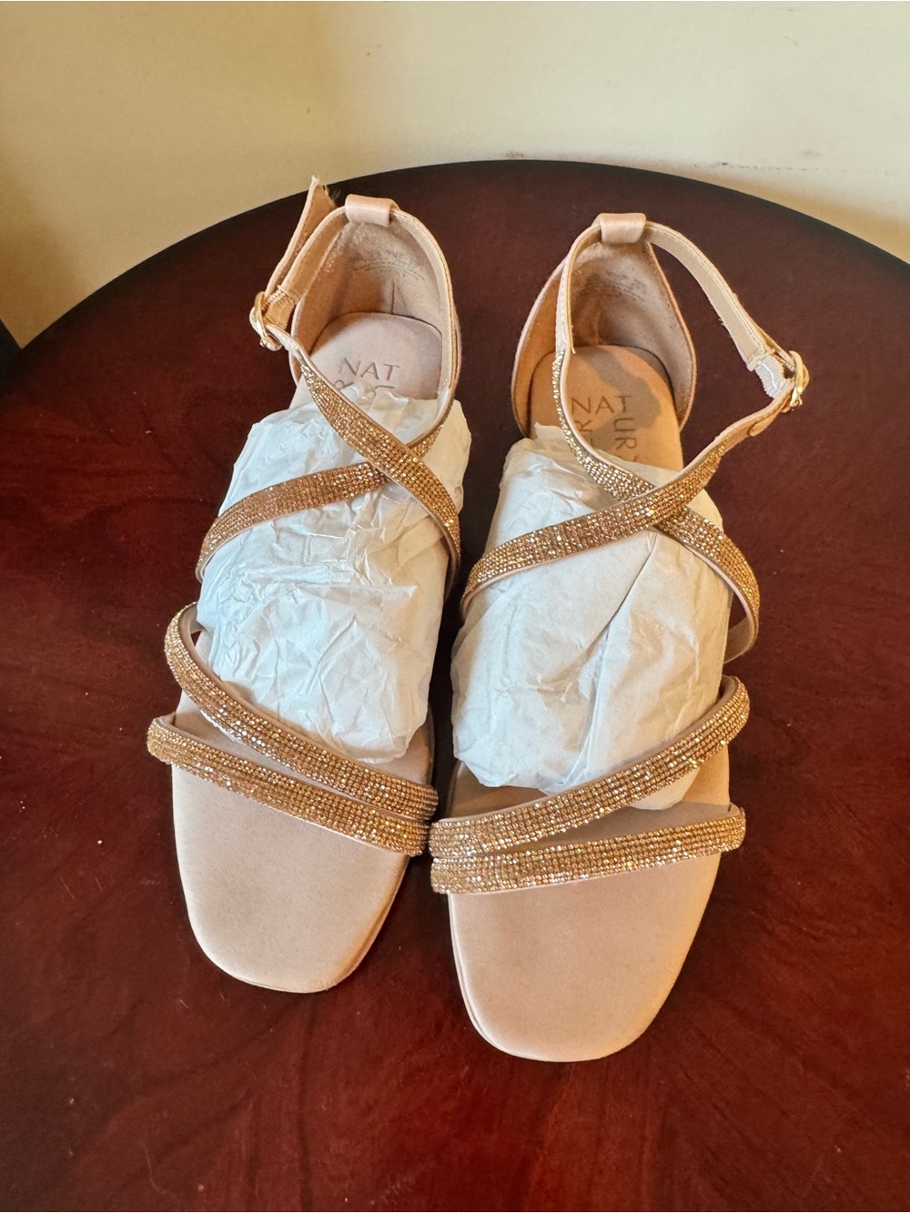 Naturalizer Women's Sparkle Crisscross Ankle-Strap Sandals in Champagne